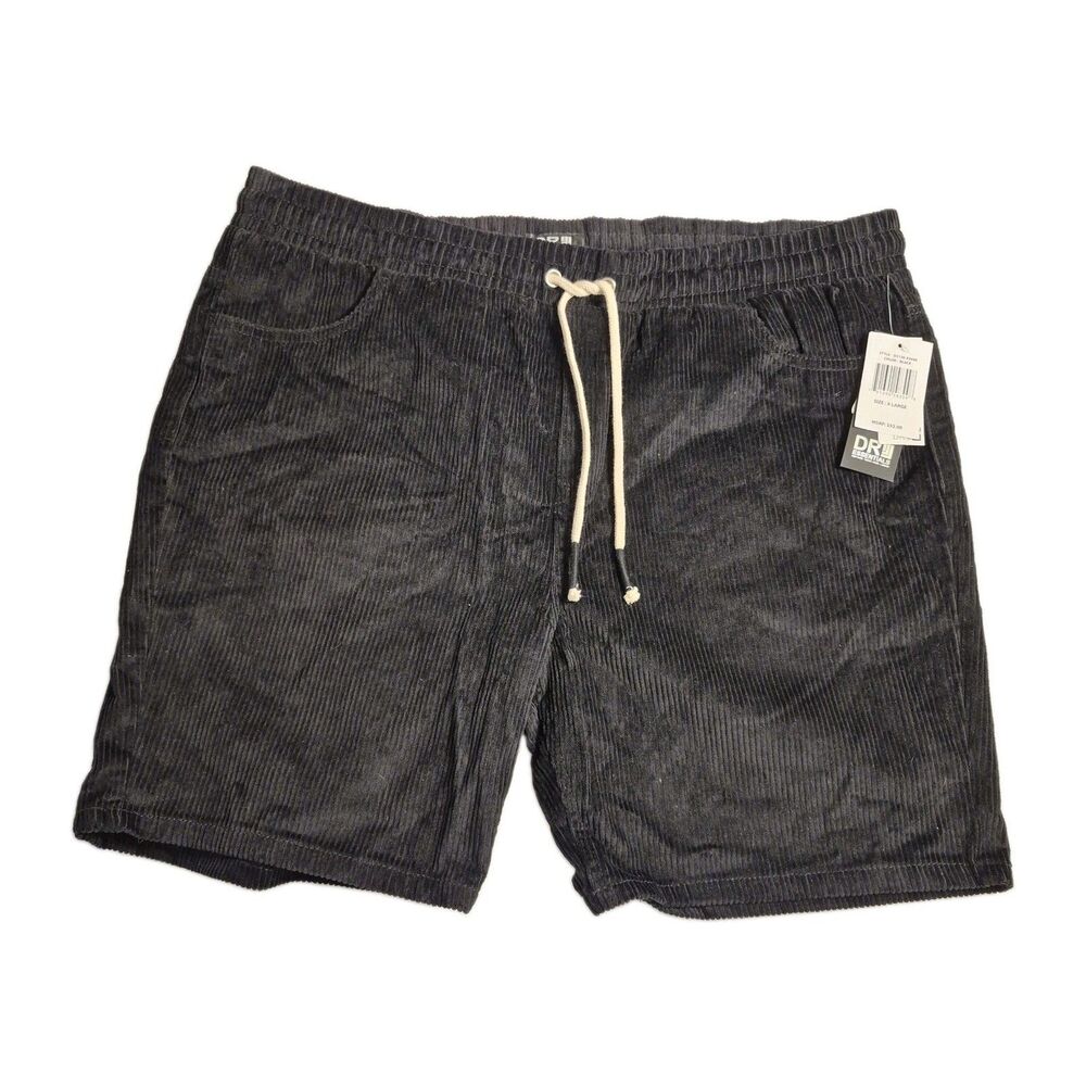 Dr Essentials Corduroy Mens Black Pull On Drawstring Shorts Size XL